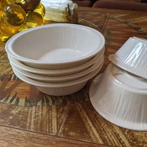 Four Seletti Porcelain White Paper Plate Bowls